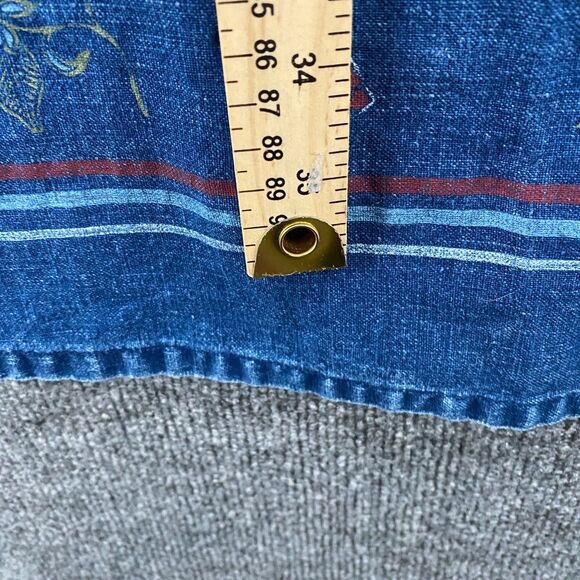 Requirements Dress Size L Blue Floral Linen Metal Button Up Peasant Ranch Farm - Picture 8 of 8